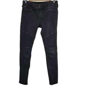 True Religion Women's Black Skinny Jeans Rock Y2K Grunge Size 26